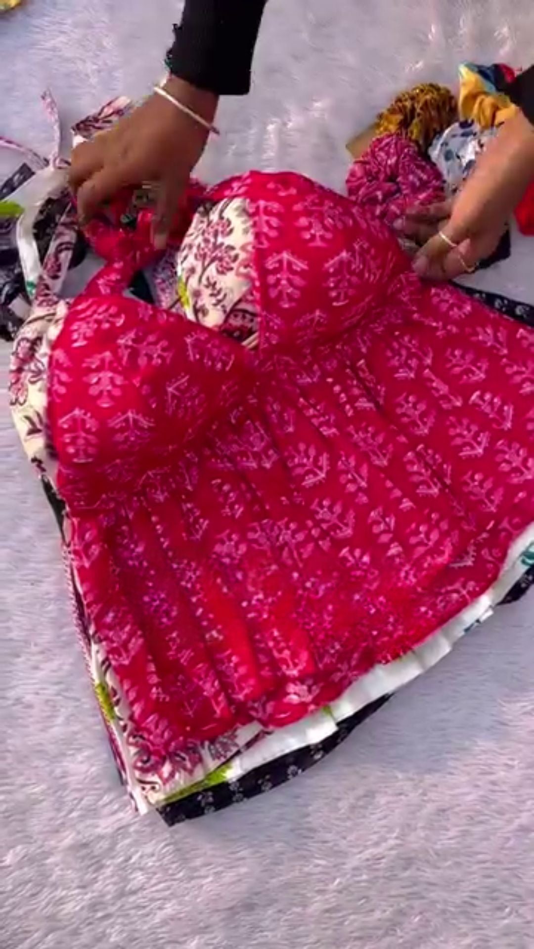 Festive Sp Women Floral Printed Cotton Pink and Red Floral Top