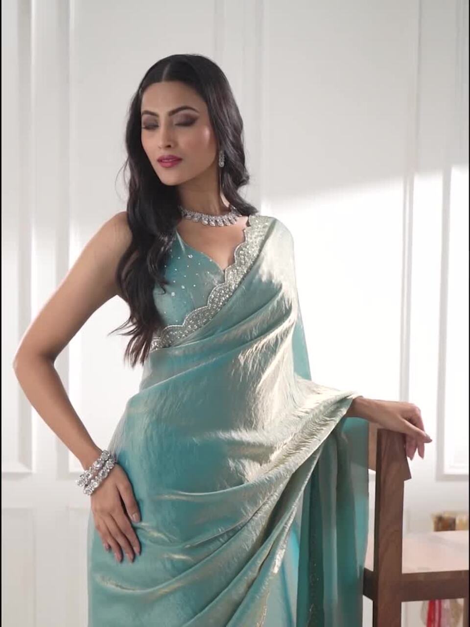 Festive Beads and Stones Pure Silk Saree