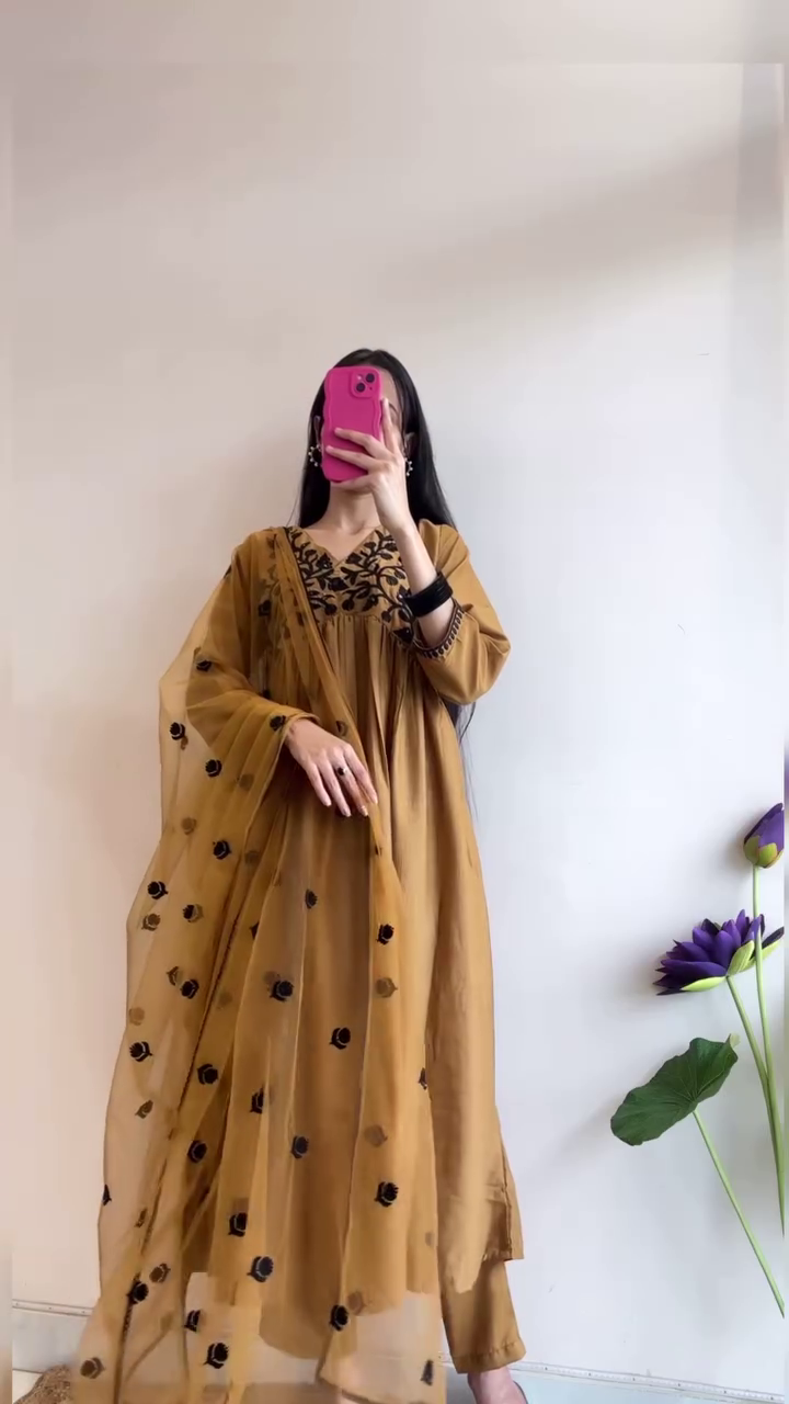 Festive Sp Festive Arrival Georgette Gold Yellow Floral Dress