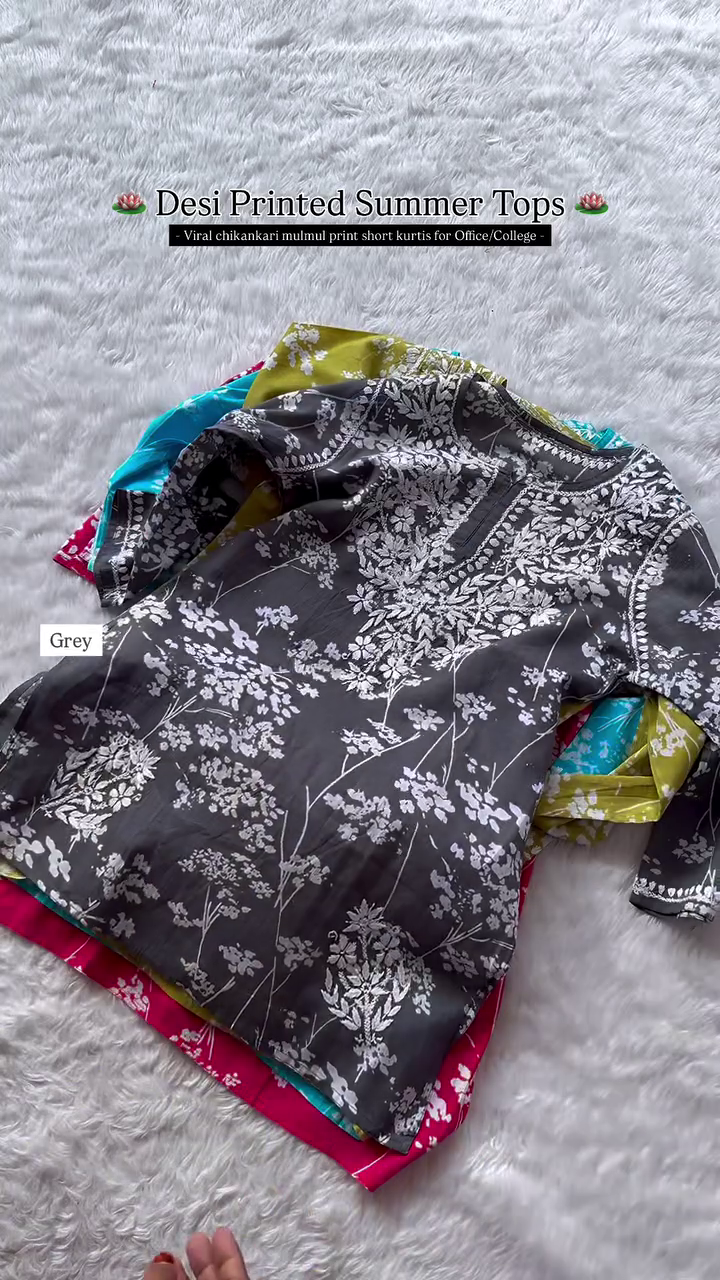 Festive Sp Lucknowi Chikankari Rayon Short Tops