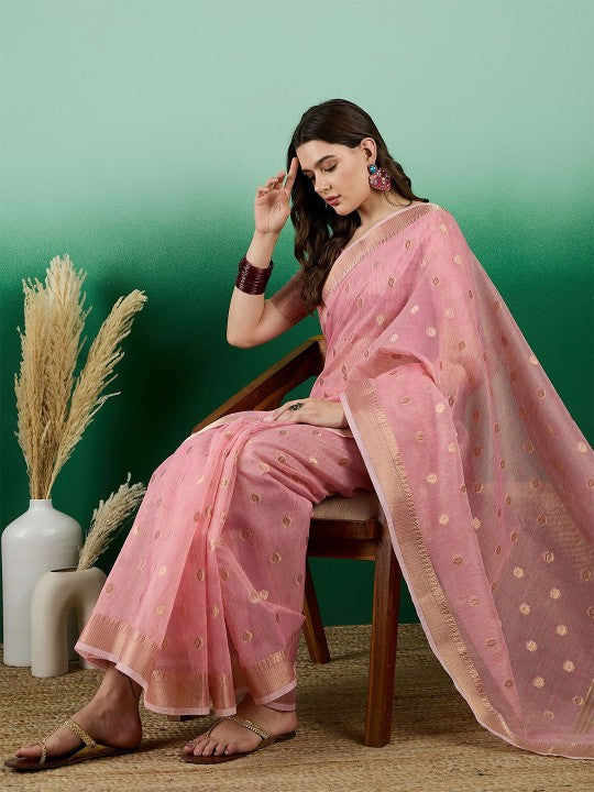 Festive Ethnic Motif Zari Woven Saree with Blouse