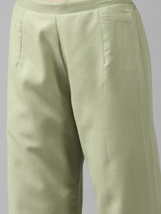 Festive Women Green Yoke Design Regular Kurta with Palazzos & Dupatta