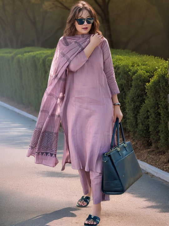 Festive Women Kurta with Trousers & Dupatta set