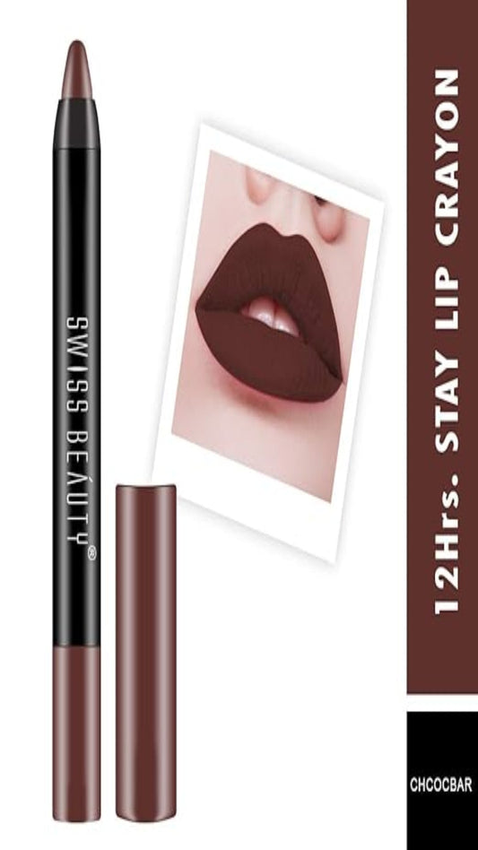 Dhamakaa Exclusive Sale Swiss Beauty 12 Hrs. Stay Matte Lip Crayon Chocobar 1(8JL)