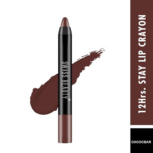 Dhamakaa Exclusive Sale Swiss Beauty 12 Hrs. Stay Matte Lip Crayon Chocobar 1(8JL)