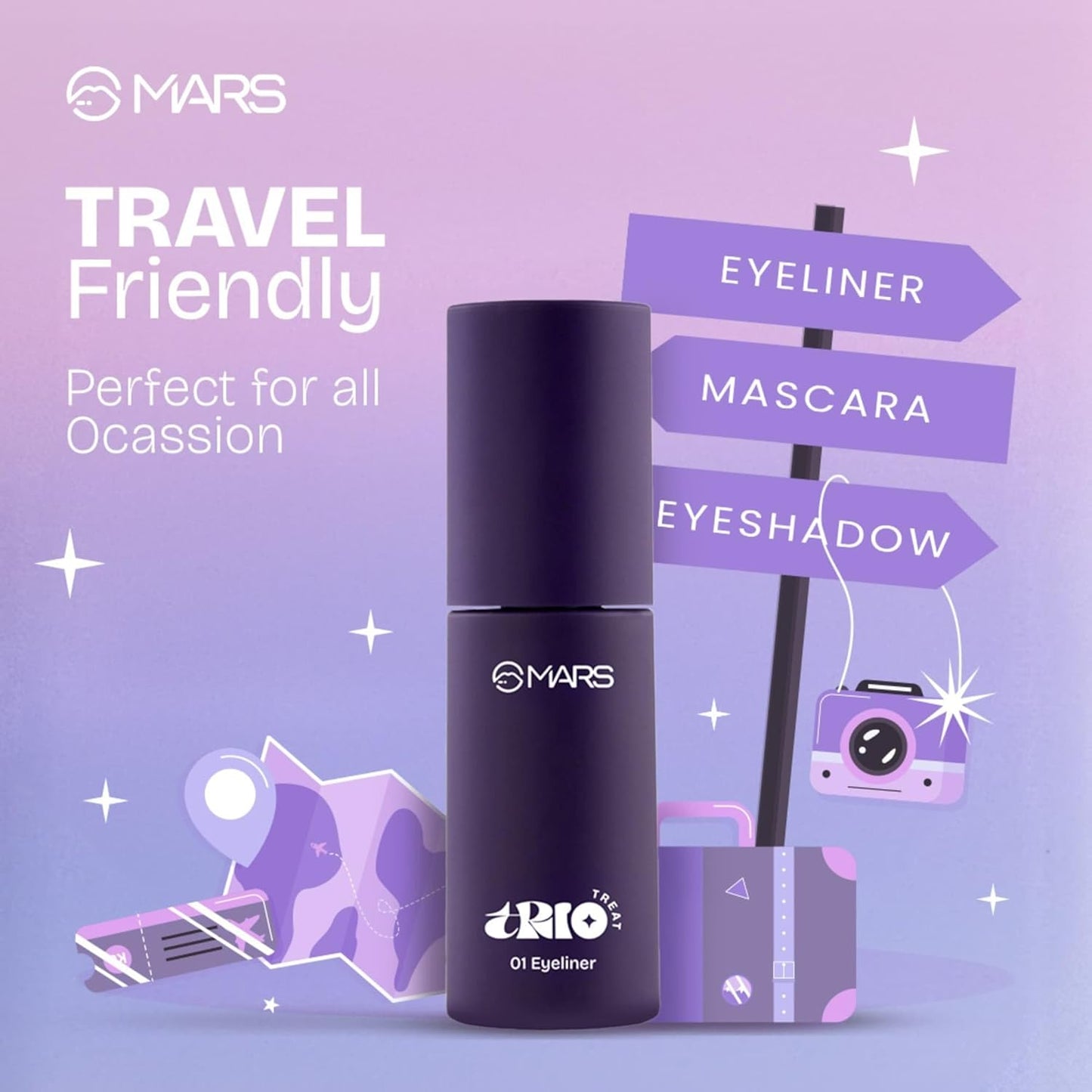Dhamakaa Exclusive Sale MARS TRIO Treat 3-IN-1 Eye Makeup Kit with Eyeliner AK2(5JN)