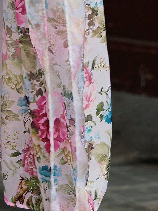 Festive Floral Embroidered Thread Work A-Line Kurta With Trousers & Dupatta