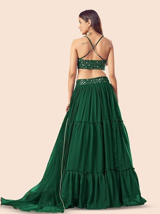 Festive  Sequinned Semi-Stitched Lehenga & Unstitched Blouse With Dupatta