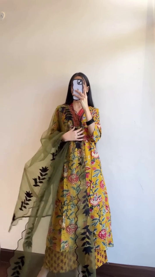 Festive Sp Festive Arrival Georgette Yellow Floral Dress