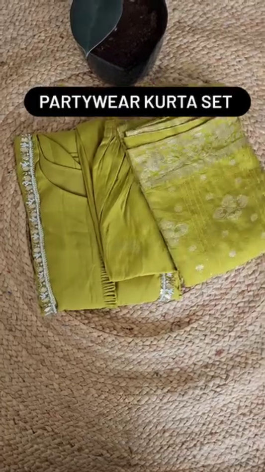 Festive Sp Daily wear Georgette Green Blue & Red Dress