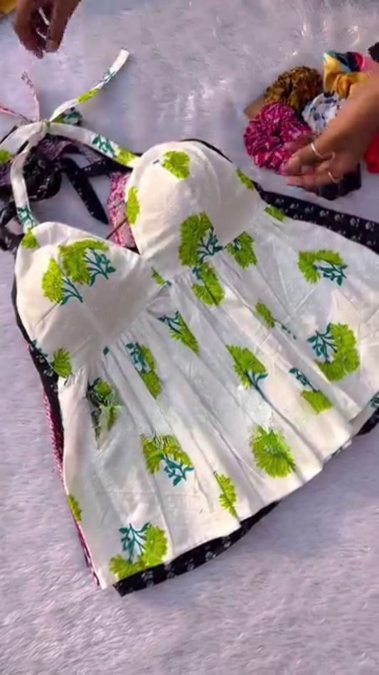 Festive Sp Women Floral Printed Cotton White Pisti Top