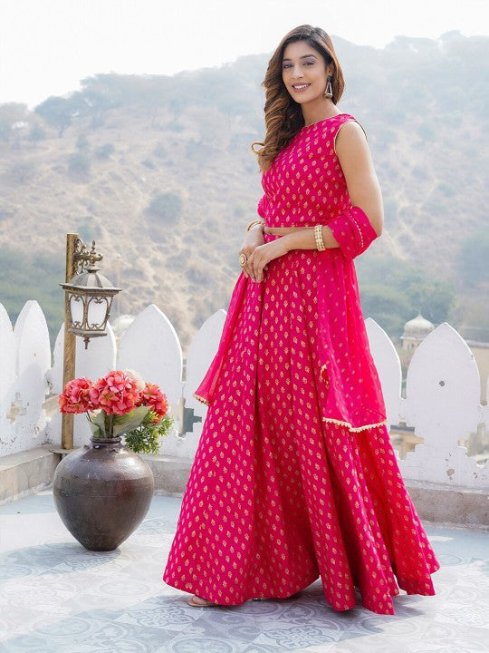Festive Foil Printed Ready to Wear Lehenga Choli With Dupatta