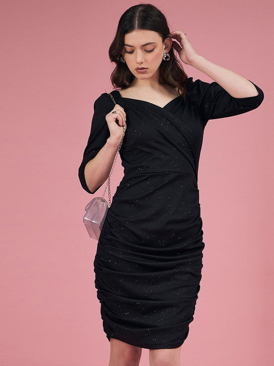 Trendy Black Sweetheart Neck Sheath Dress