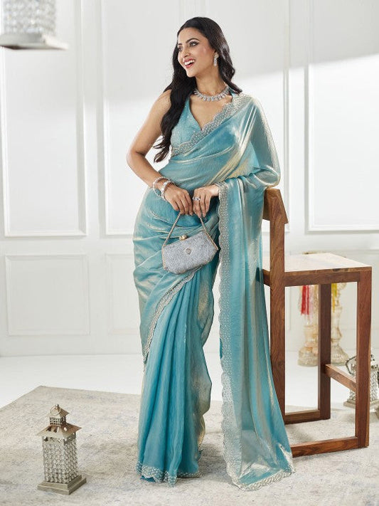 Festive Beads and Stones Pure Silk Saree