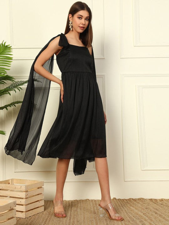 Trendy Slit Sleeve Georgette Fit & Flare Dress