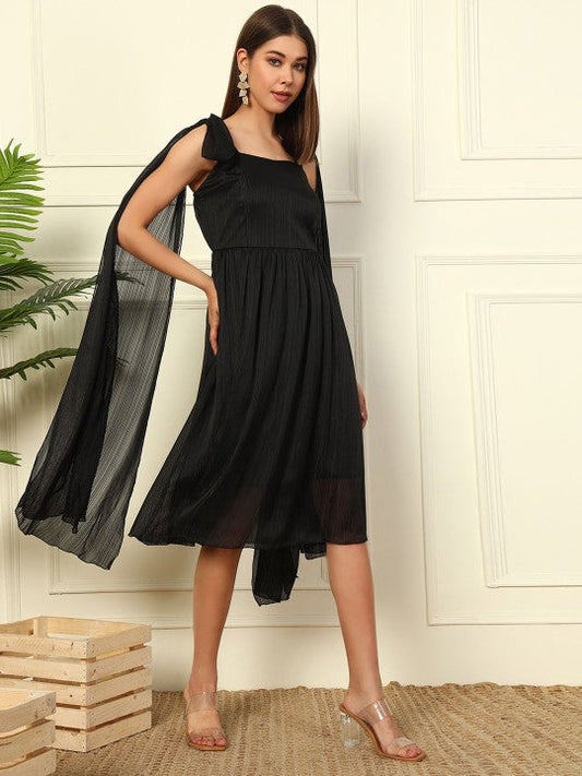 Trendy Slit Sleeve Georgette Fit & Flare Dress