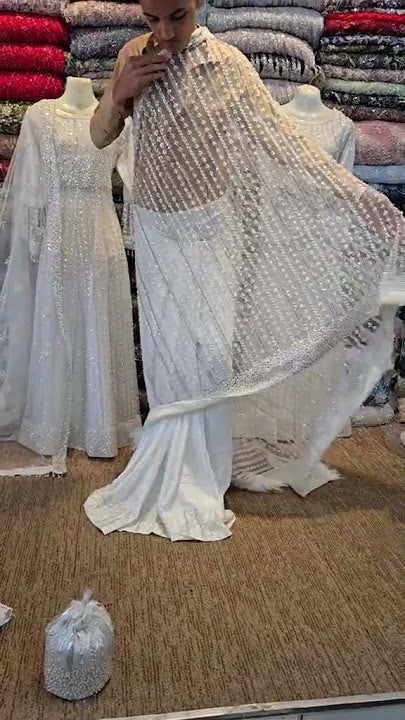 Dhamakaa Exclusive Sale White Sequinned Embellished Saree Sale