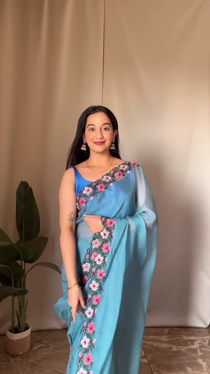 Festive Sp Floral Trending Saree Online Sky Light