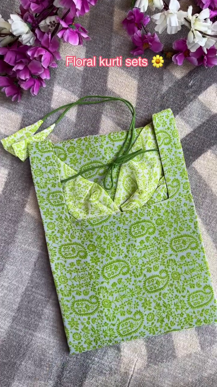 Festive Sp Summer Special Pure Cotton Kurti Set Green