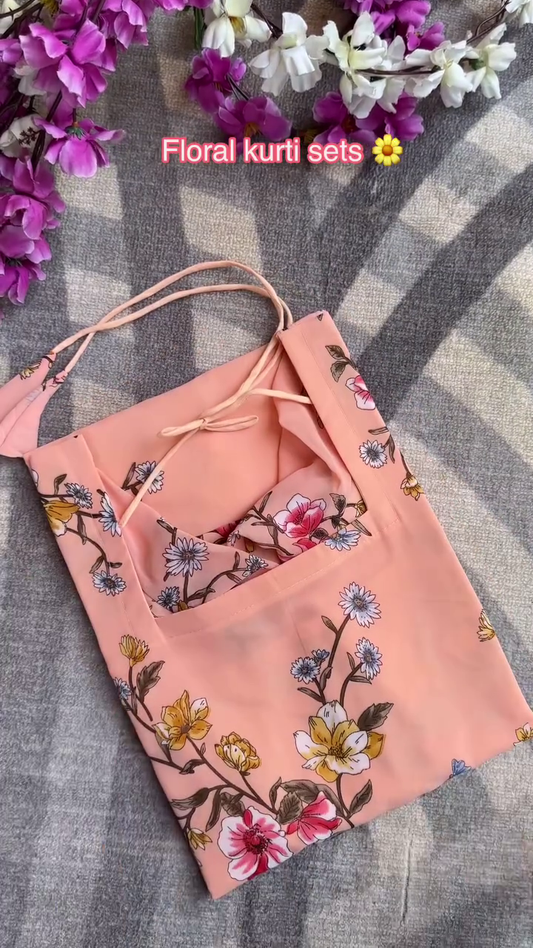 Festive Sp Summer Special Pure Cotton Kurti Set Peach