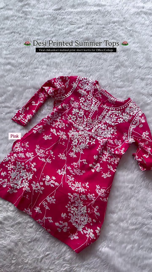 Festive Sp Lucknowi Chikankari Rayon Short Tops