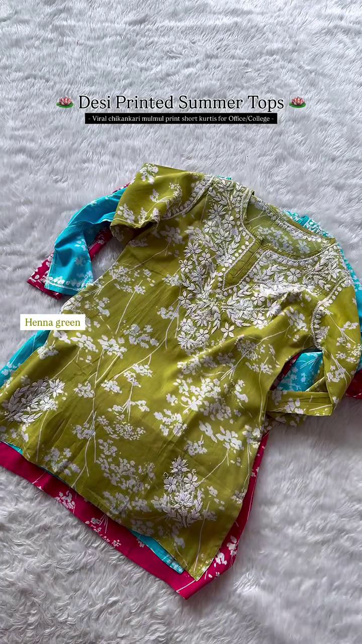 Festive Sp Lucknowi Chikankari Rayon Short Tops