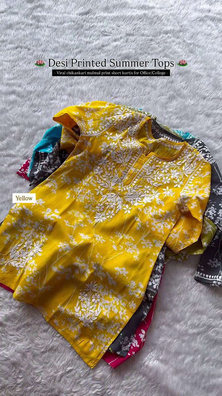 Festive Sp Lucknowi Chikankari Rayon Short Tops