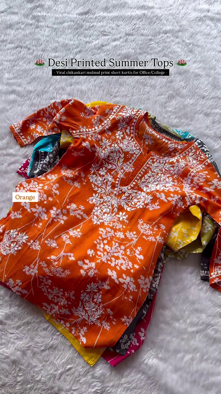 Festive Sp Lucknowi Chikankari Rayon Short Tops