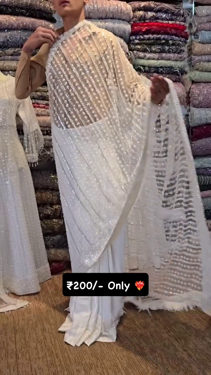 Dhamakaa Exclusive Sale White Sequinned Embellished Saree Sale