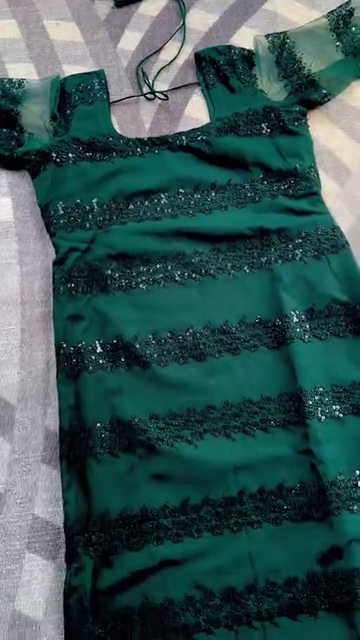 Dhamakaa Exclusive Sale Dark Green Designer Dress Set with Sequin work only 90/- (1AG-1.3)