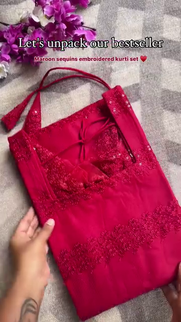 Dhamakaa Exclusive Sale Sequin Red Designer Dress Set with Sequin work only 90/- 2AG5