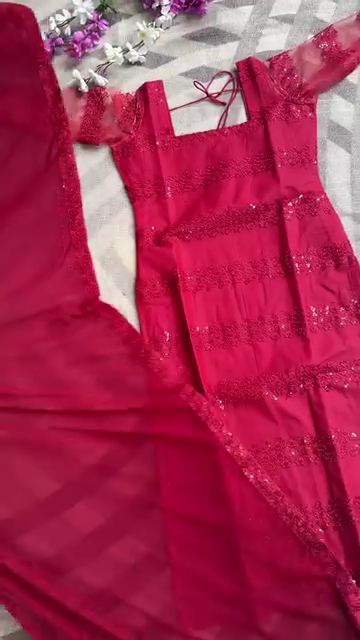 Dhamakaa Exclusive Sale Sequin Red Designer Dress Set with Sequin work only 90/- 2AG5